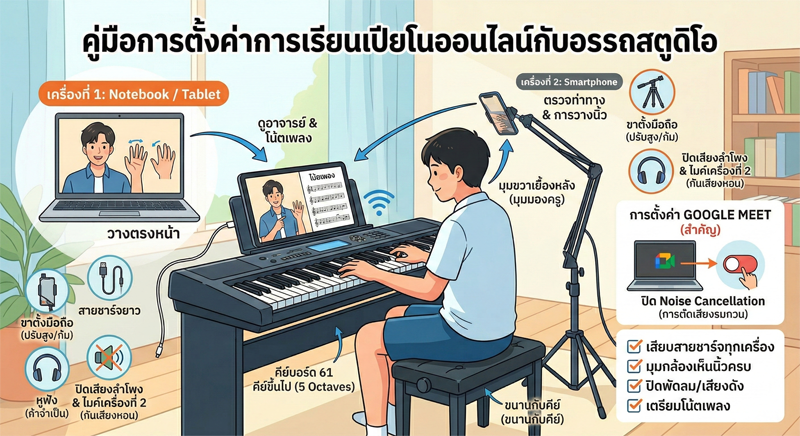 การจัดวางอุปกรณ์ 2 จอสำหรับเรียนออนไลน์