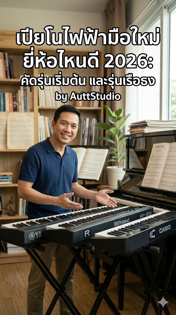 เปียโนไฟฟ้ามือใหม่ ยี่ห้อไหนดี 2026: คัดรุ่นเริ่มต้น และรุ่นเรือธง