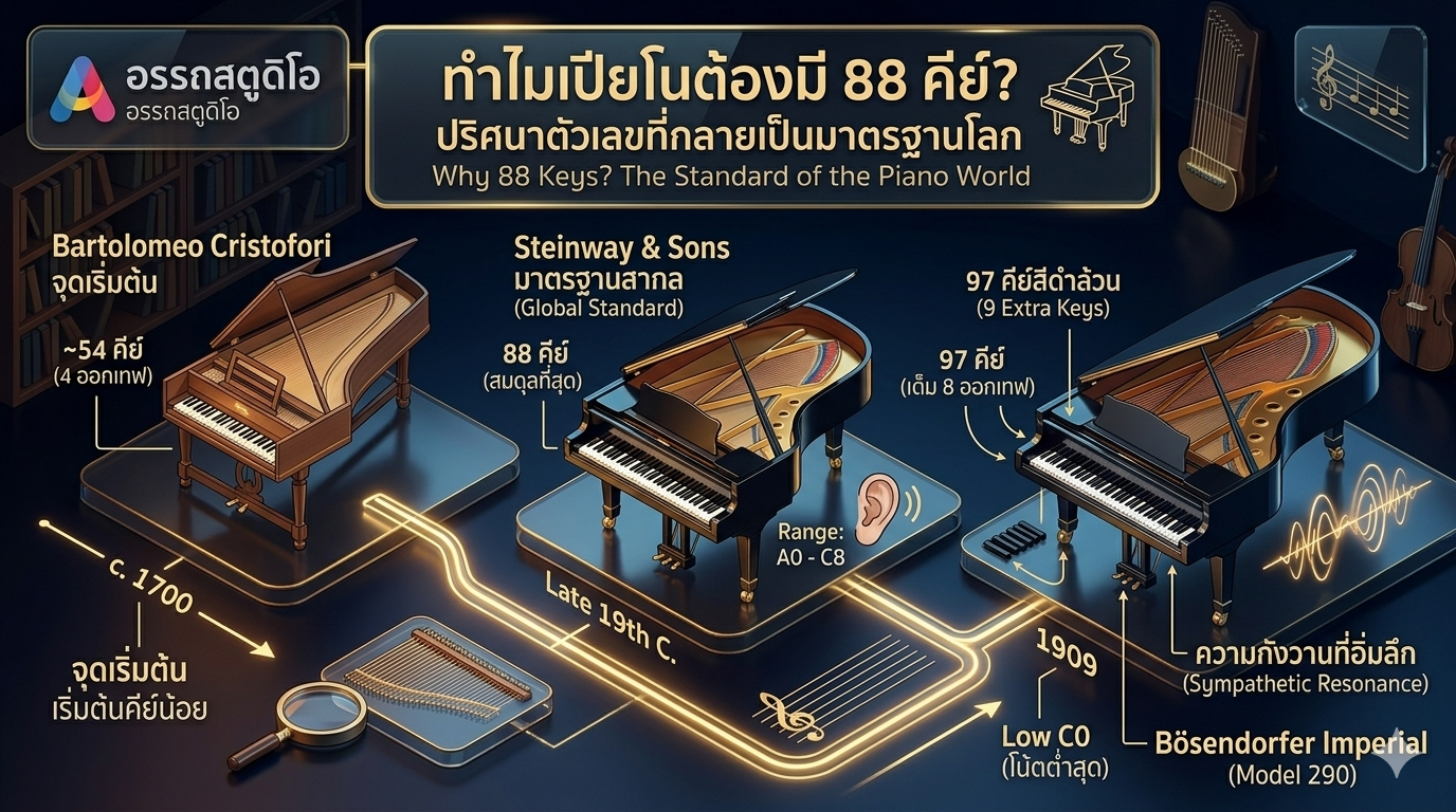 ทำไมเปียโนต้องมี 88 คีย์? ปริศนาตัวเลขที่กลายเป็นมาตรฐานโลก