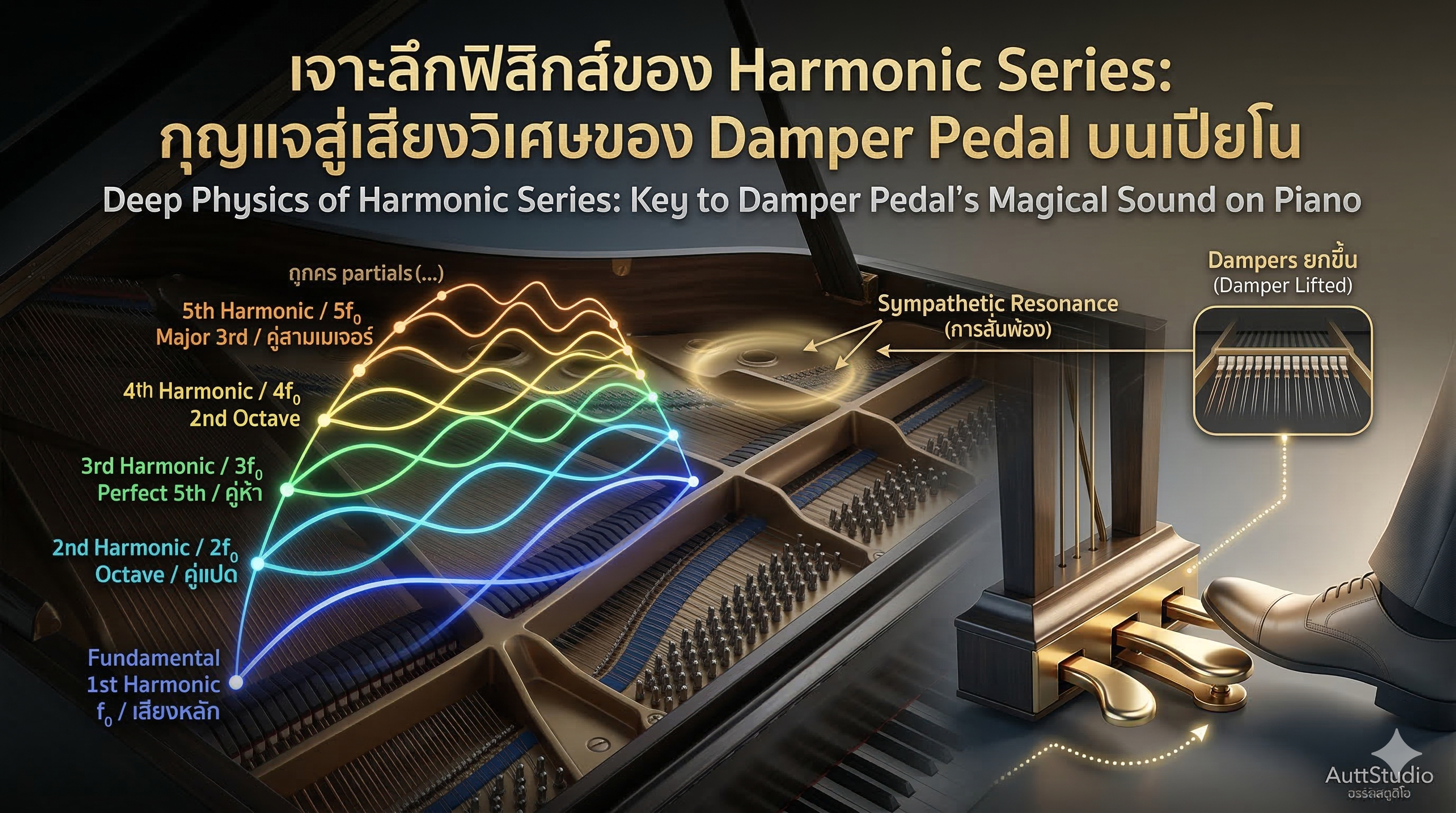 เจาะลึกฟิสิกส์ของ Harmonic Series: กุญแจสู่เสียงวิเศษของ Damper Pedal บนเปียโน