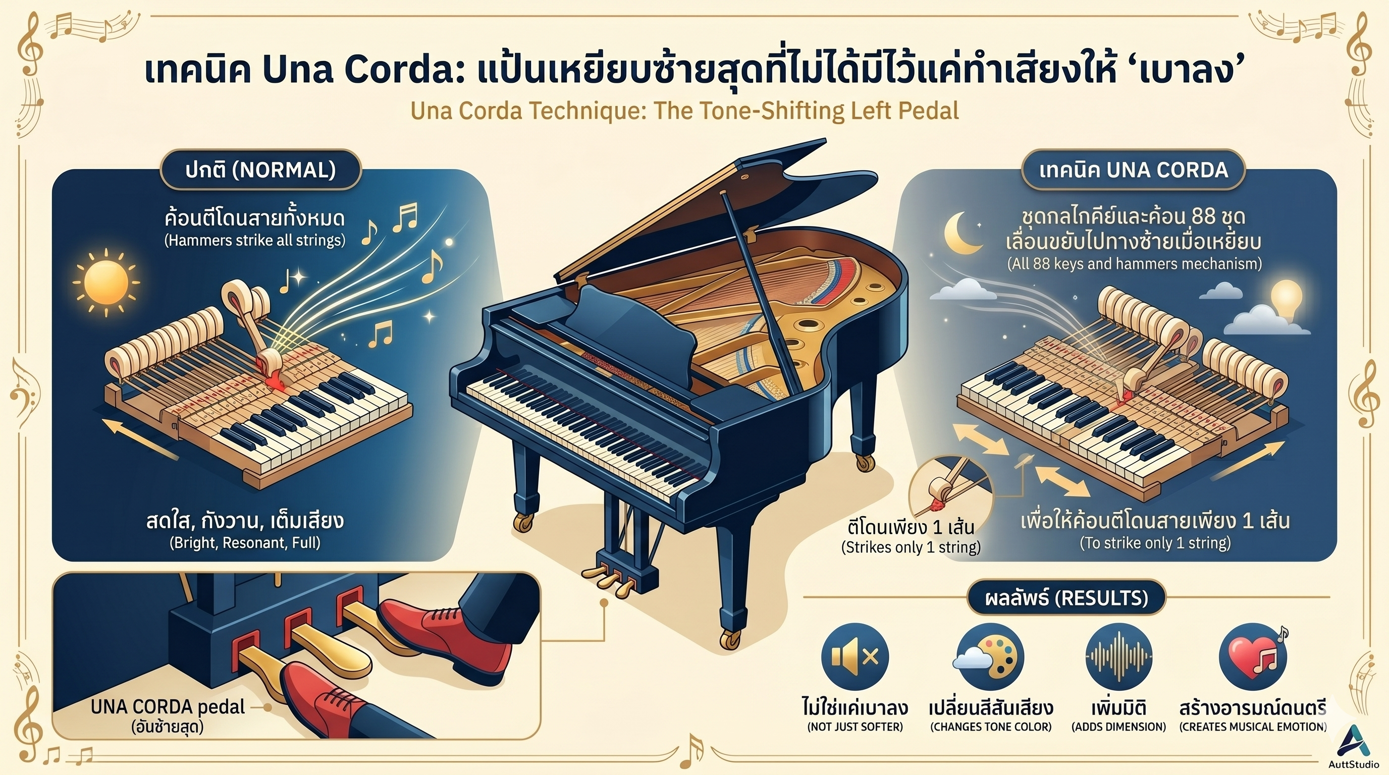 เทคนิค Una Corda: แป้นเหยียบซ้ายสุดที่ไม่ได้มีไว้แค่ทำเสียงให้ "เบาลง"
